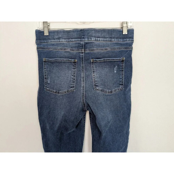 SPANX Distressed Skinny Pull On Elastic Waist Pants Raw Ankle Jeggings Jeans M - Picture 10 of 16